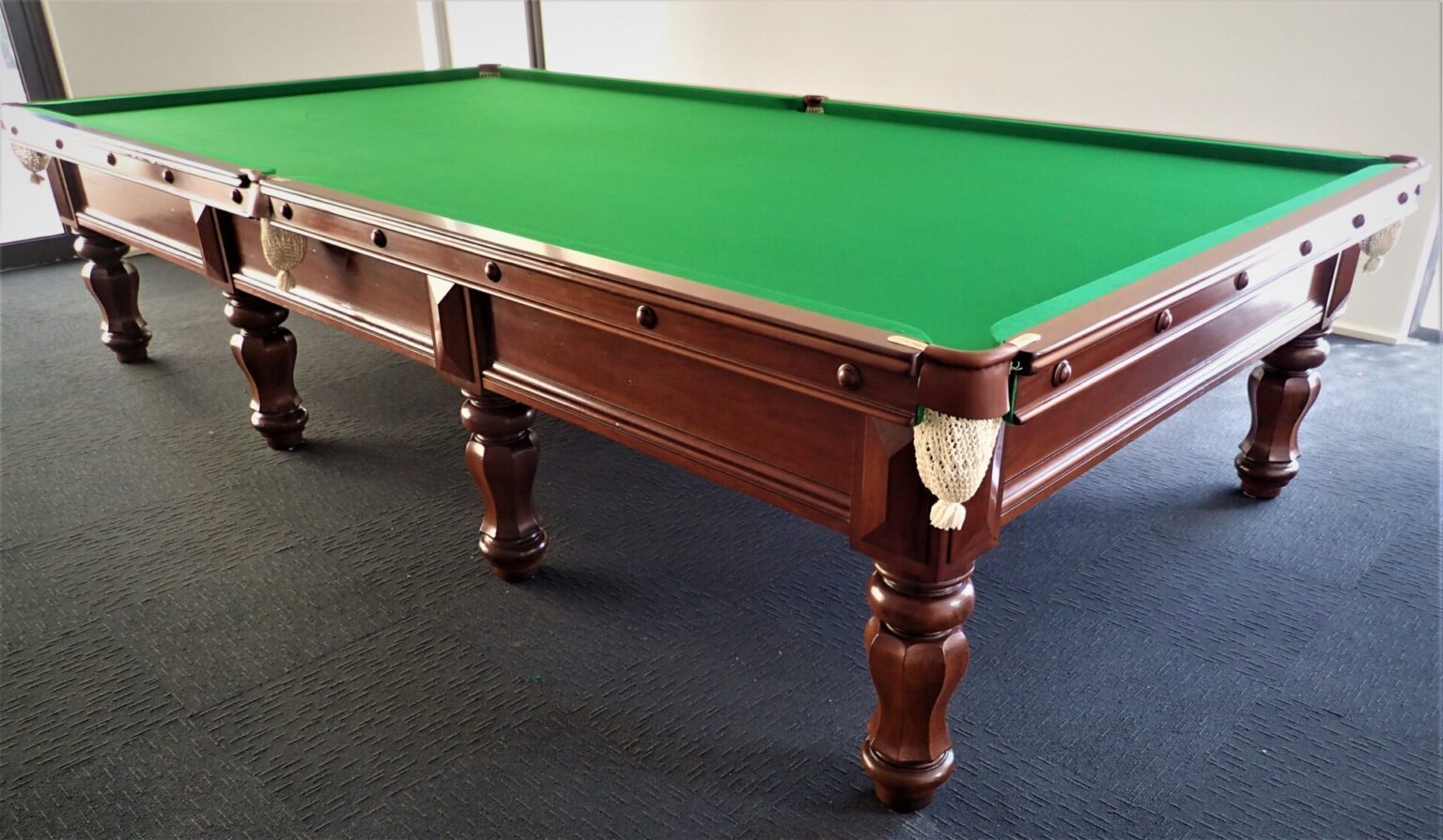 ANTIQUE CANTED LEG MODEL FULL SIZE BILLIARD TABLE NO 1194 Heiron